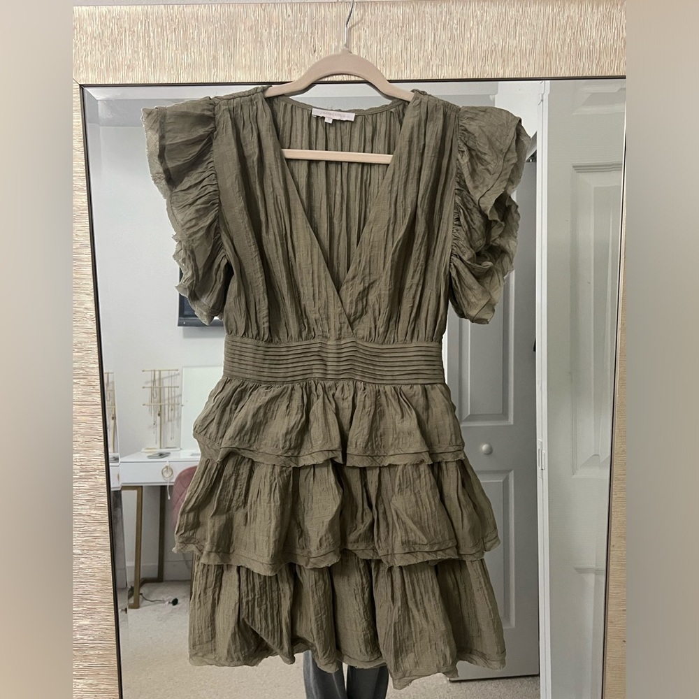 Olivaceous Olive Ruffle Dress